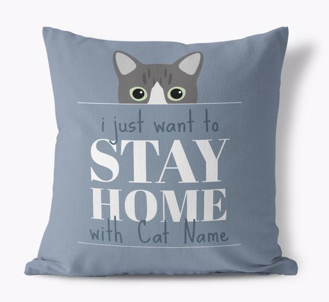 'Stay Home With {dogsName}' - Personalized {breedFullName} Canvas Pillow